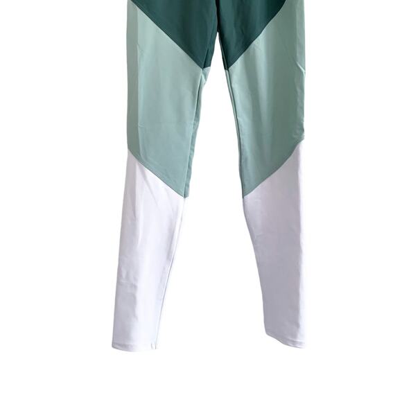 Onzie NEW High Rise Color Block Track Legging Cacti Combo White Green XS - Picture 6 of 12